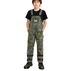 Vintage Round House Camouflage Bib Overalls Made in USA Size 16 Hunting Workwear
